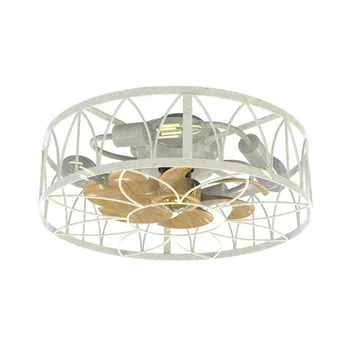 Modern Living Room Bedroom Dining Room With Fan Ceiling Light Craft Style Retro Iron Cage Fan Light