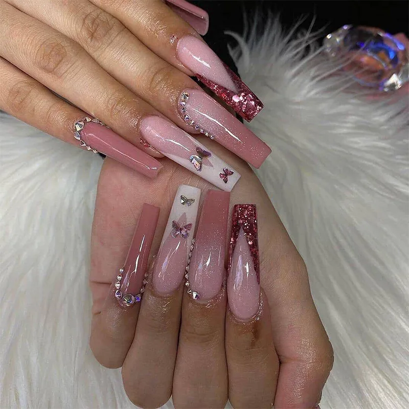 Baddie Louis Vuitton Nails Coffin