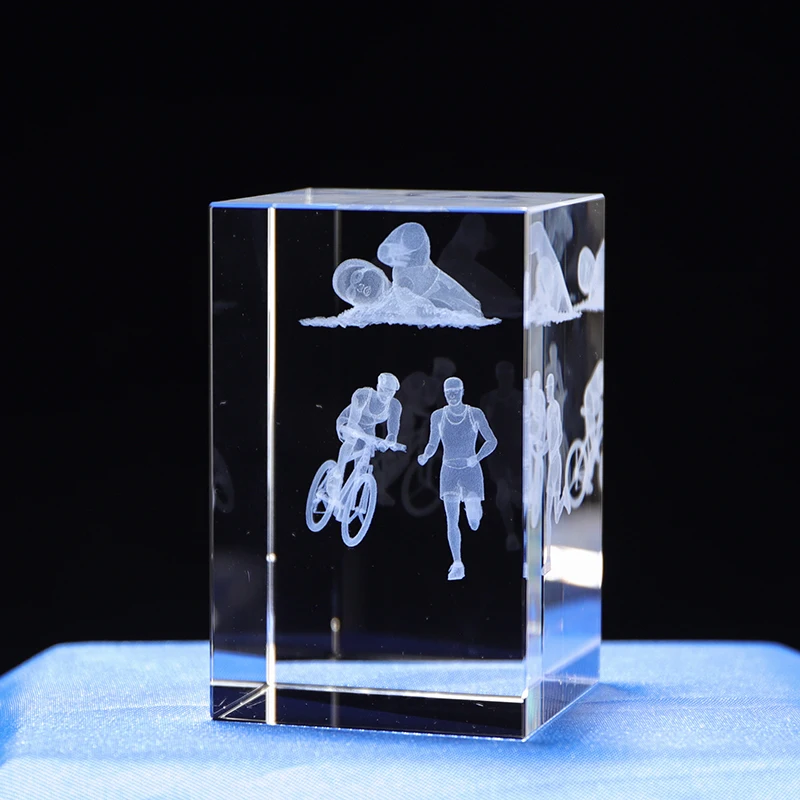 product customized crystal 3d laser triathlon laser engraved swimming cube for sport souvenir-38