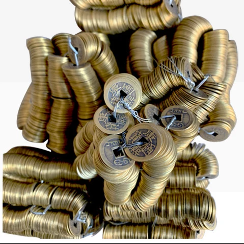 Monete Feng Shui 24KT Oro - Set Da 3 Con Nastro, Per Attirare Ricchezza E Successo - Foto 2