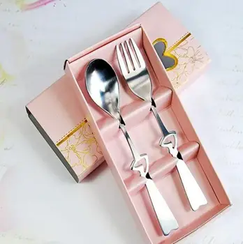 Most Sold Heart Shaped Spoon and Fork Set Wedding Favors Gifts for