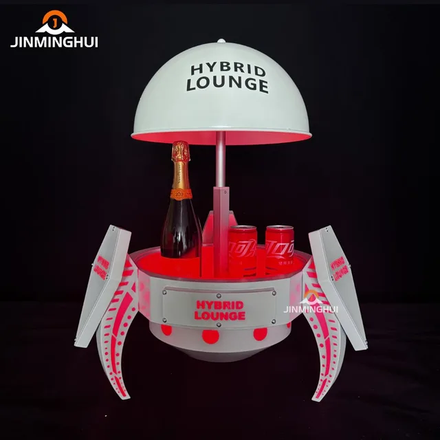 Nightclub Creative Design High-Grade Waterproof Metal Plastic Ice Bucket LED Lifting Ball Liquor Bottle Glorifier Presenter