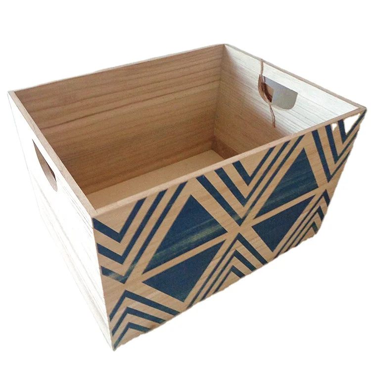 Custom painted pattern home sundries wooden storage crate crate wooden box display fruit