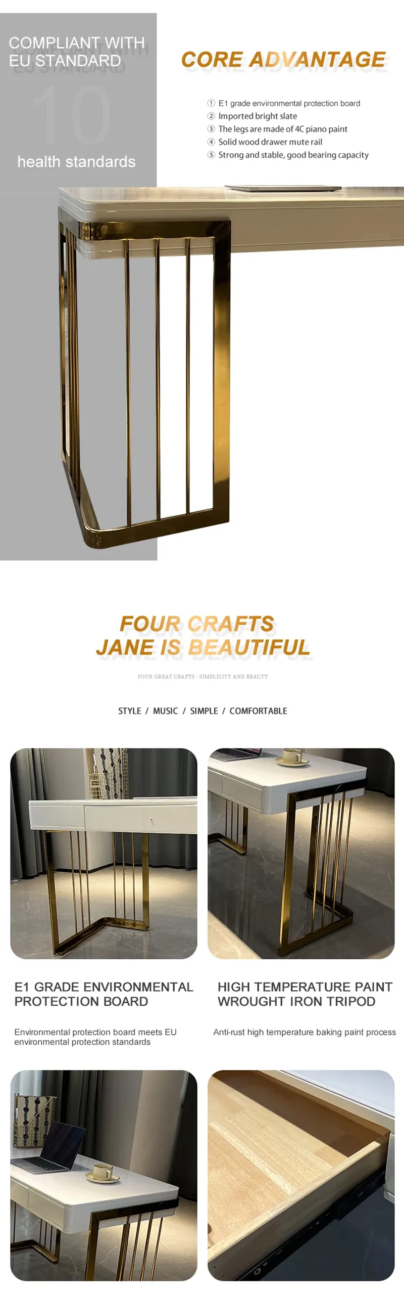 Modern Luxury Golden Leg Executive Adjustable Comfortable Home Office