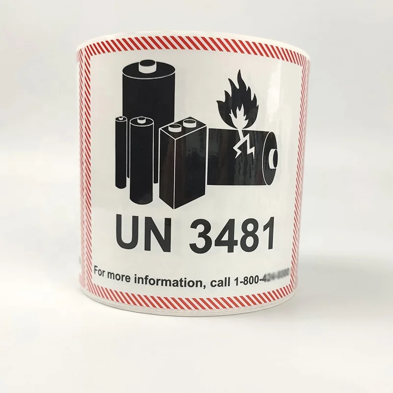 Customized Printing Adhesive Lithium Ion Battery Warning Stickers Battery Shipping Labels