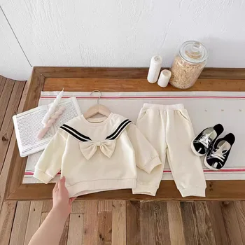 Korean Style Inspired Infant Clothing for Spring and Autumn  2-Piece Set Casual Long-Sleeved Sweatshirt Pants Suit