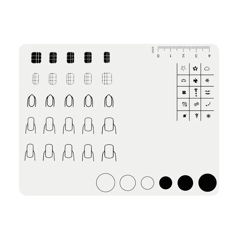 Washable Nail Polish Coloring Practice Pad Flexible Roll up Silicone Acrylic Nail Training Mat for Application Practice