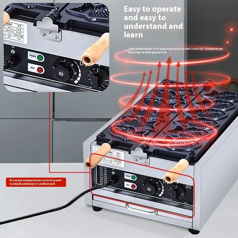High Performance Taiyaki Waffle Maker Electric Snack Fish Waffle Machine Taiyaki Fish Cake Waffle Cone Machine