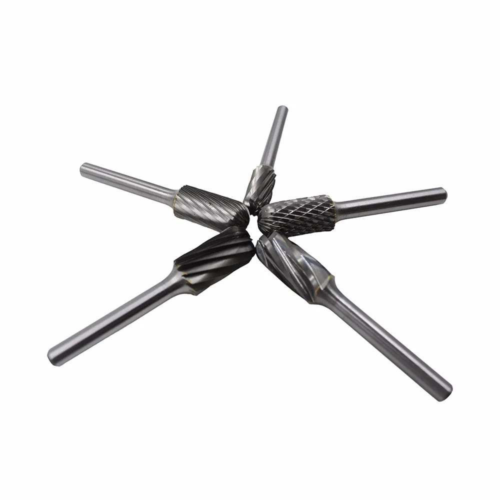 Коническая двойная паза заусенцев 6 мм ручка * 10 Головка вольфрамовый Карбид роторная