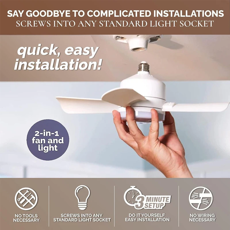 New Bulb Socket Fan Ceiling With Led Light Air Cooling Fan Celine Fans Screw on Lights Socket