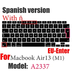 Французский испанский чехол для клавиатуры Macbook Air13 M1 A2337 Защитная пленка ноутбука 2020 13Air наклейка на клавиатуру A1466 A1932