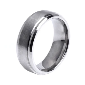 8mm Comfort-fit Classic Design Pure Titanium Brushed Triple Grooved Plain Stainless Steel Band Men and Women Ring Jewelry