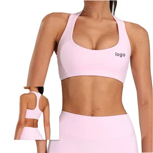 Women's Light Support Running Underwear Quick-Drying Fitness Yoga Wear with Breathable Spandex/Nylon T-line Strap Yoga Bra