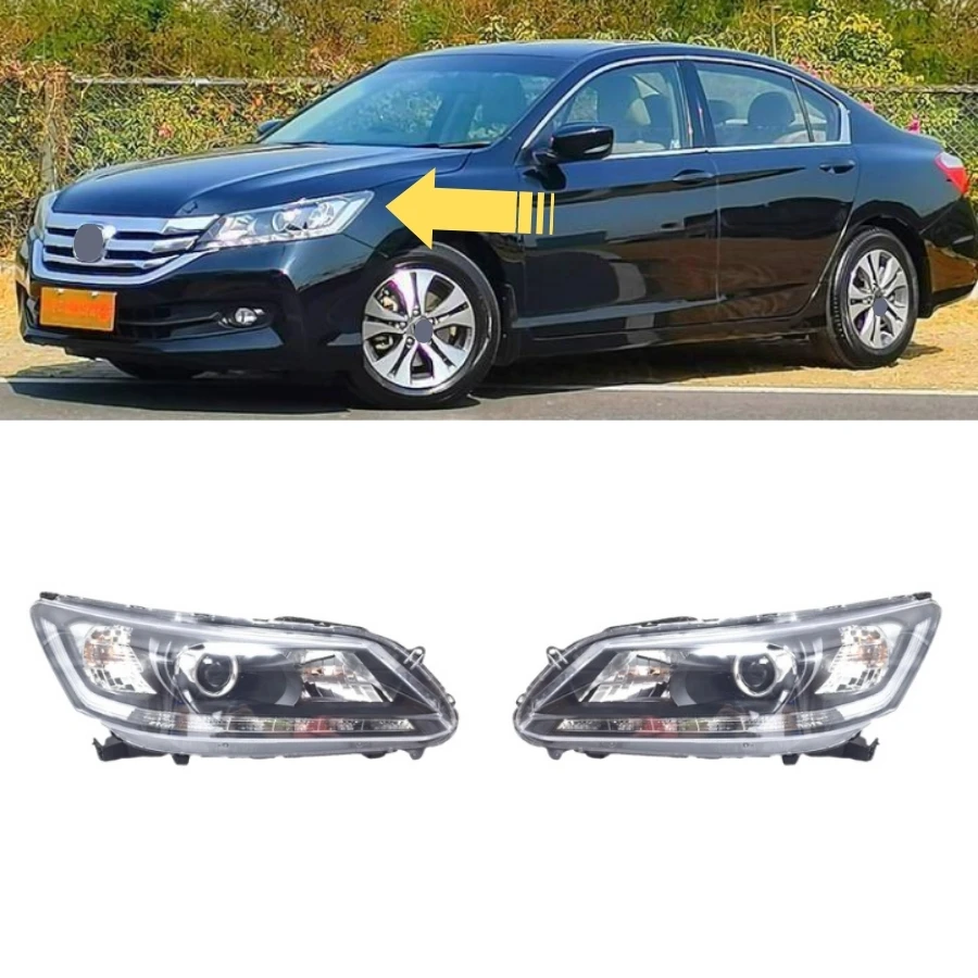 Tiypeor Car Auto Parts Headlight LED Light Strip Front Head Lamp for Honda Accord 2013 - 2015