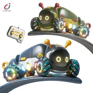 Chengji Diy Remote Control Light up Stunt Car Toy Educational Cartoon Spray Music Caterpillar Toys with Remote Control