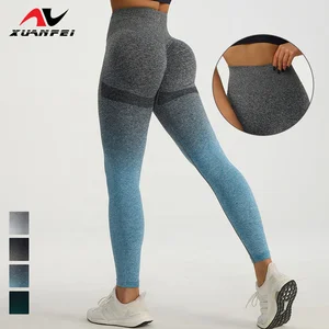 Women Sportwear Dye Gradient Yoga Leggings for Women Tight High Waist Running Moisture Wicking Peach Curl