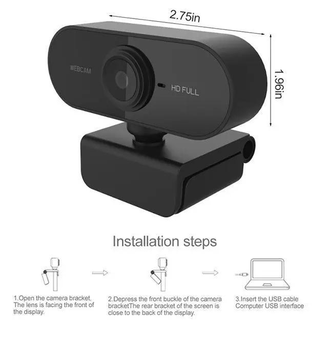 Mini webcam nera Full HD 1080P con microfono integrato, connessione Wi-Fi per computer portatili/desktop, supporta il controllo remoto._voghion.com