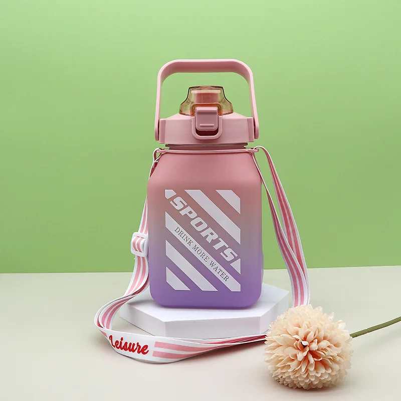 1500ML High Value Gradient Plastic Candy Square Cup Outdoor Sports Water Bottle