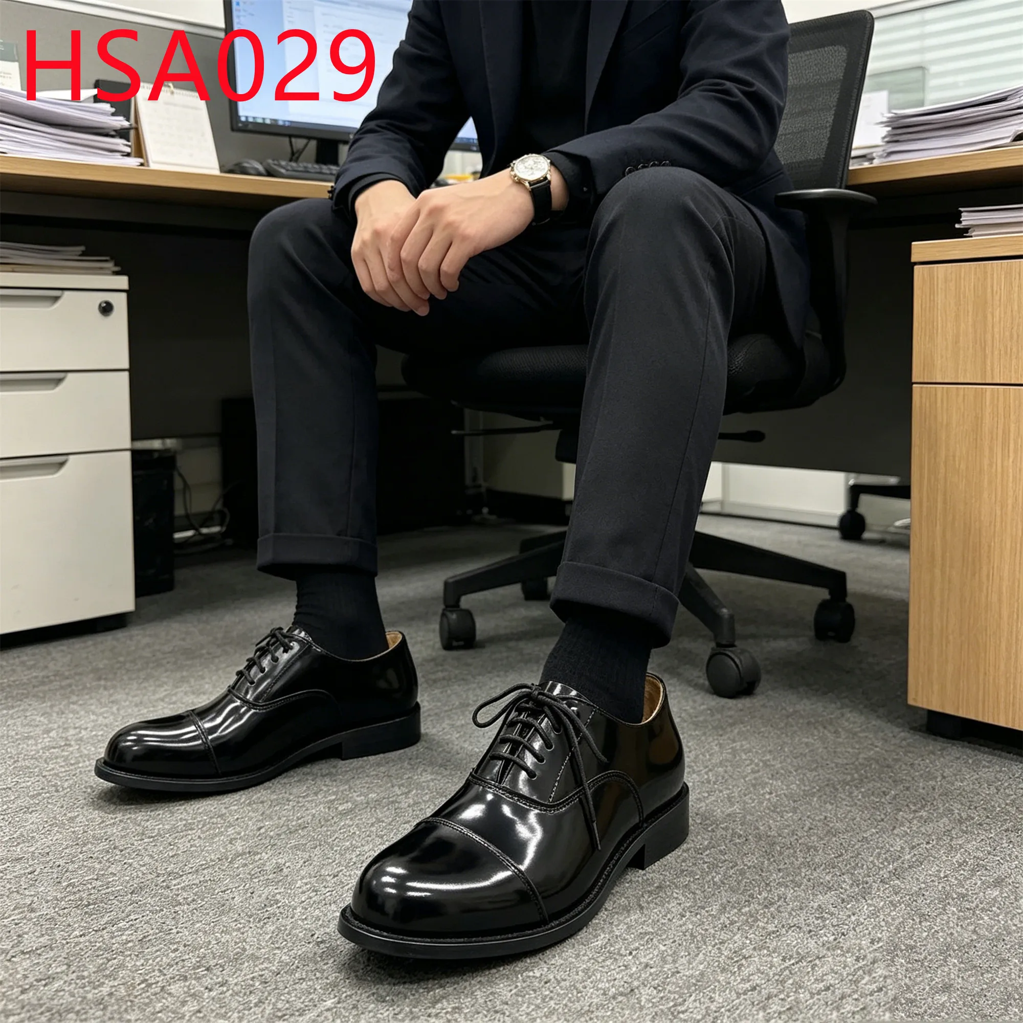 YYR,Business Attire Quality Shining/matte Leather Black Office Shoes Job Interview Double Joints Design Men Dress Shoes HSA029