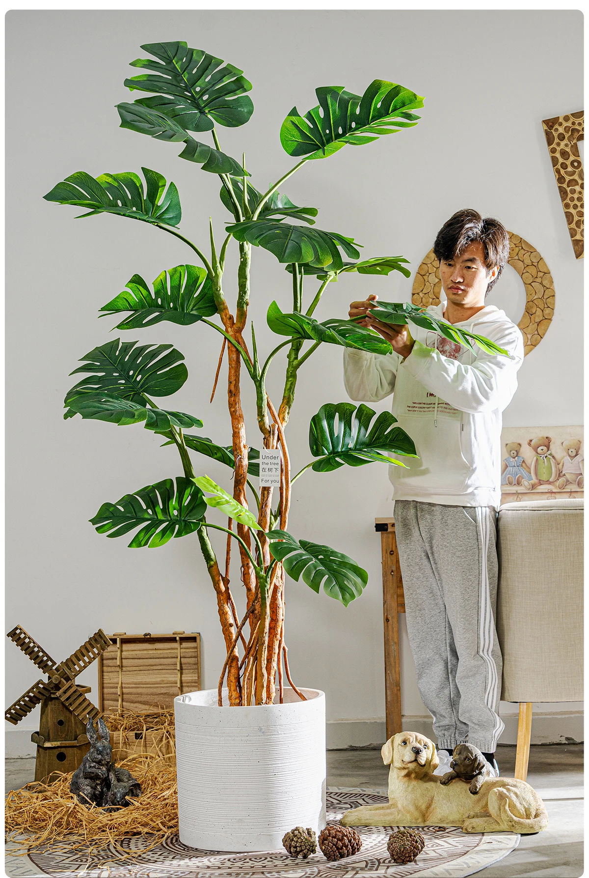 Artificial Plants Greenery Realistic Plastic Tree Potted Simulation Greenery Real Touch Leaves Indoor Home Outdoor Decoration supplier