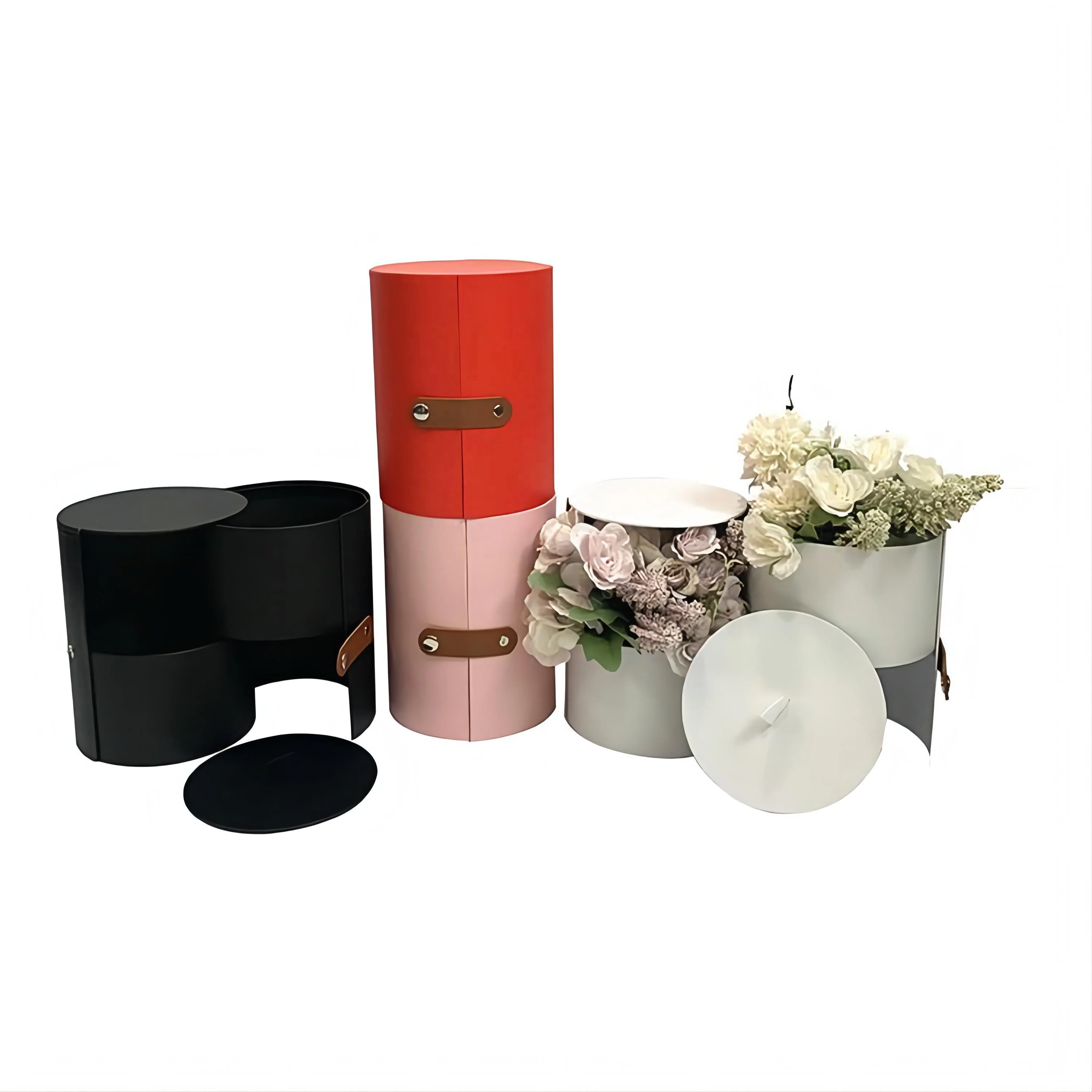 Solid Color Creative Two-Layer Rotating Round Box for Gifts