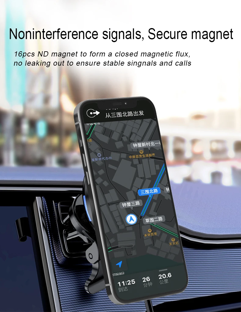 2021 New Arrivals 360 Degree Rotation Quick Charge Overvoltage Protection Wireless Car Charger Magnetic Suction