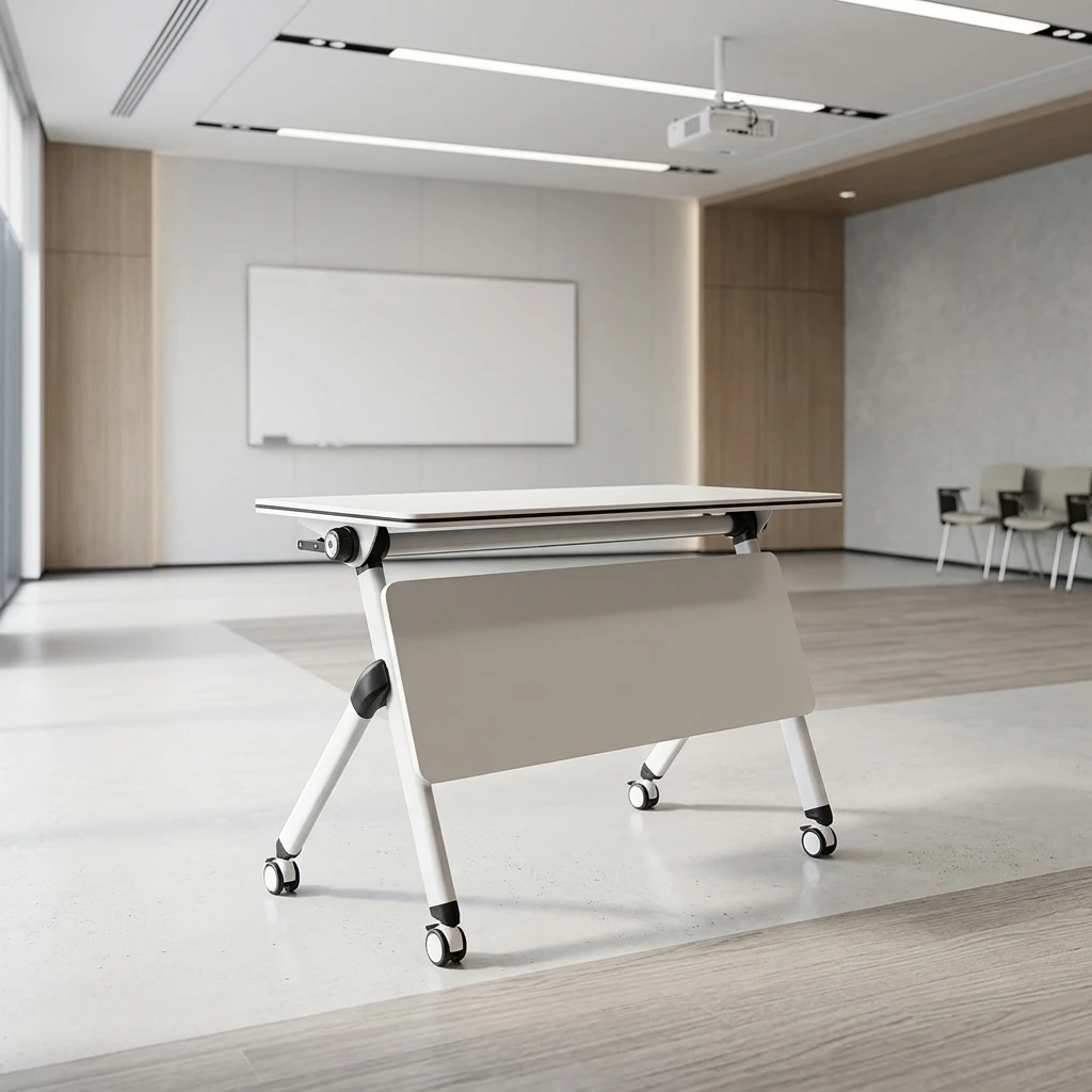 Office Training Furniture Portable Folding Flip Table with Adjustable Wheels Meeting Laptop Collapsible Desk Customization