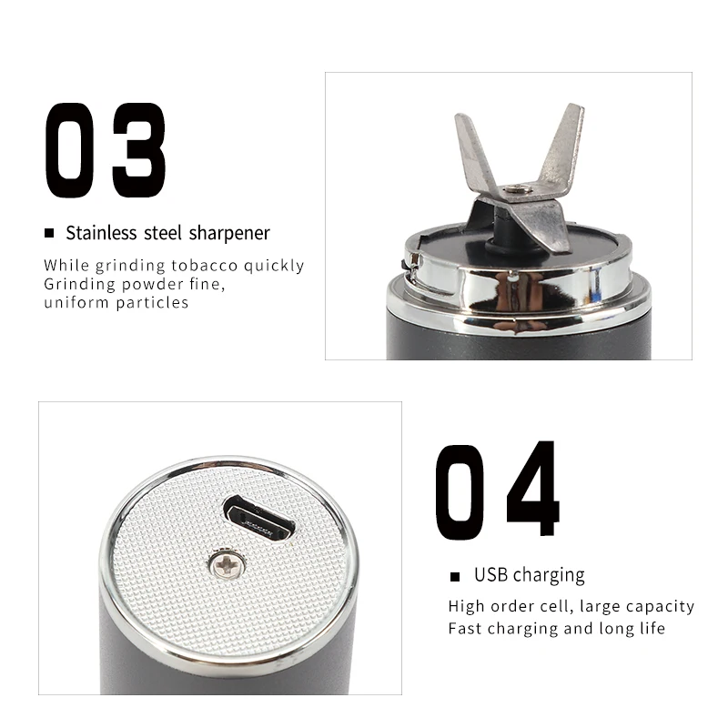 Rechargeable Powerful Usb Electric Herb Grinder Pen 28mm Mini Tobacco