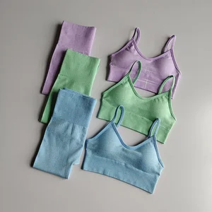 New Seamless Wholesale Yoga Wear Sleeveless Leggings Sport Clothing Women Yoga Set