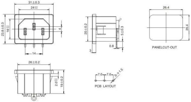 C13 3pin AC Power Female/male Socket - Customized Support