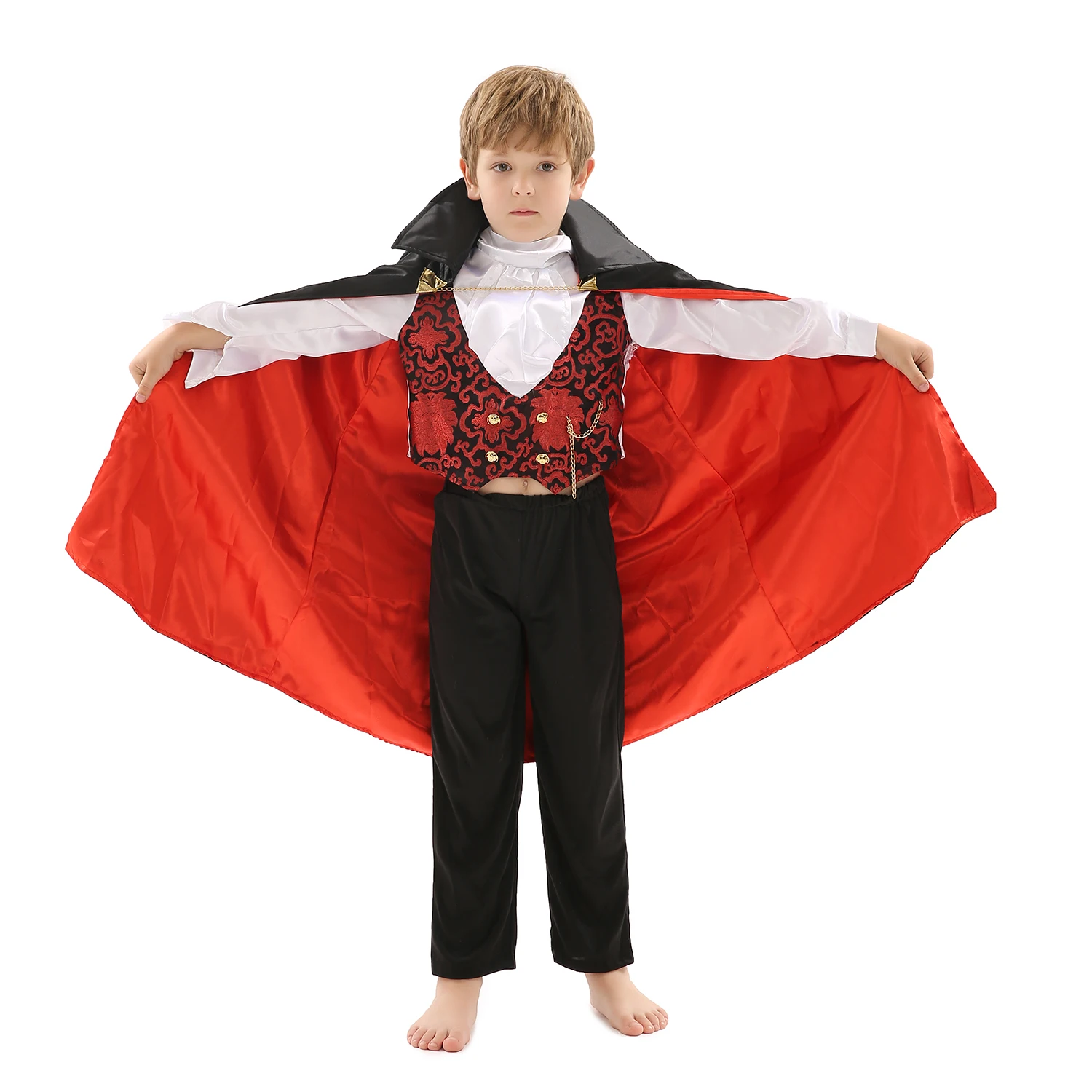 Enfants Effrayant Vampire Halloween Cape Gilet Sang Costume Déguisement