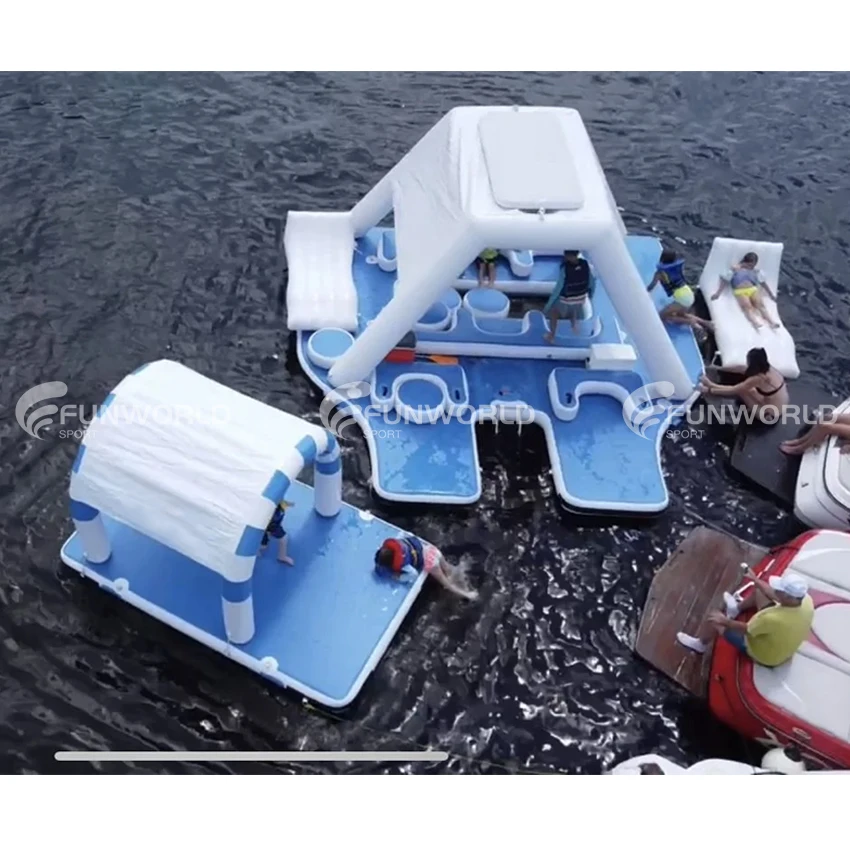 Outdoor DWF Inflatable Floating Island Raft with Canopy