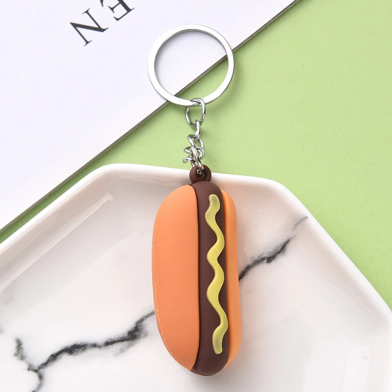 Cartoon Hot Dog Charm Keychain