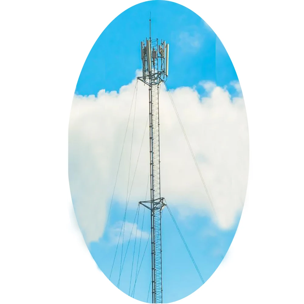 Mobil Cell Site Signal Transmission Telecom Triangle Steel Pole Guyed Communication Tower