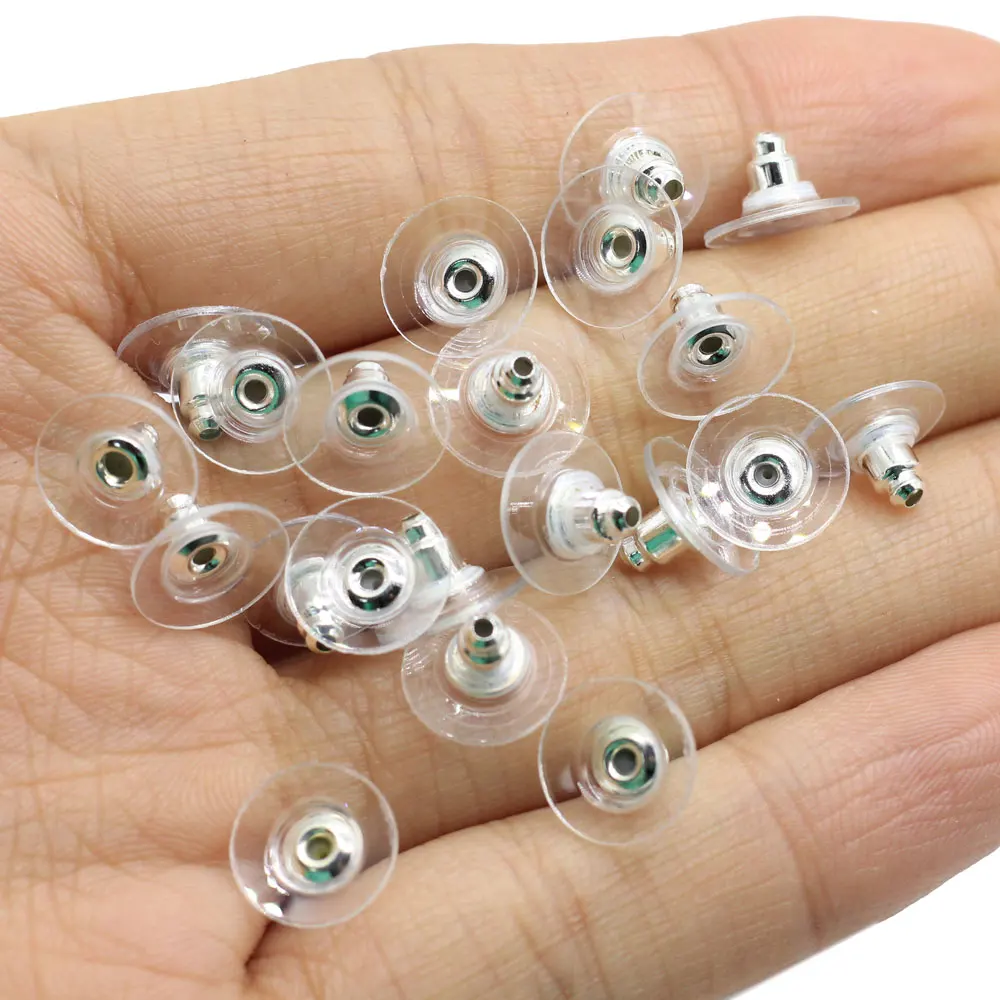 100pcs/bag 6*10mm clear plastic earring backs