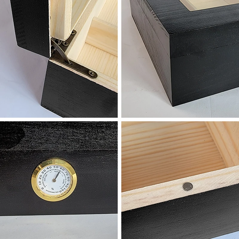 Vanace Custom Logo Black Spanish Cedar Cigar Cases