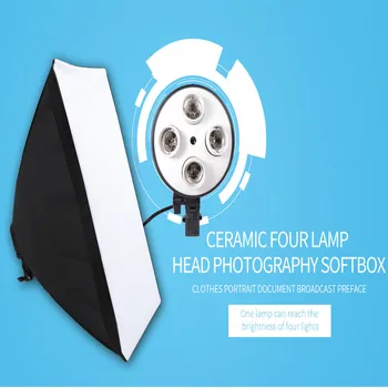 Description  It Is a Perfect Digital Photo Video Lighting Softbox Kit. Four Lamp Holder:Match with 4 Bulbs,E27 Base Suit for Mos detail image