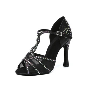 Ladies' High-Heeled Latin Dance Shoes Soft Soles Comfortable Salsa Performance Shoes Indoor Adult Party Sandals