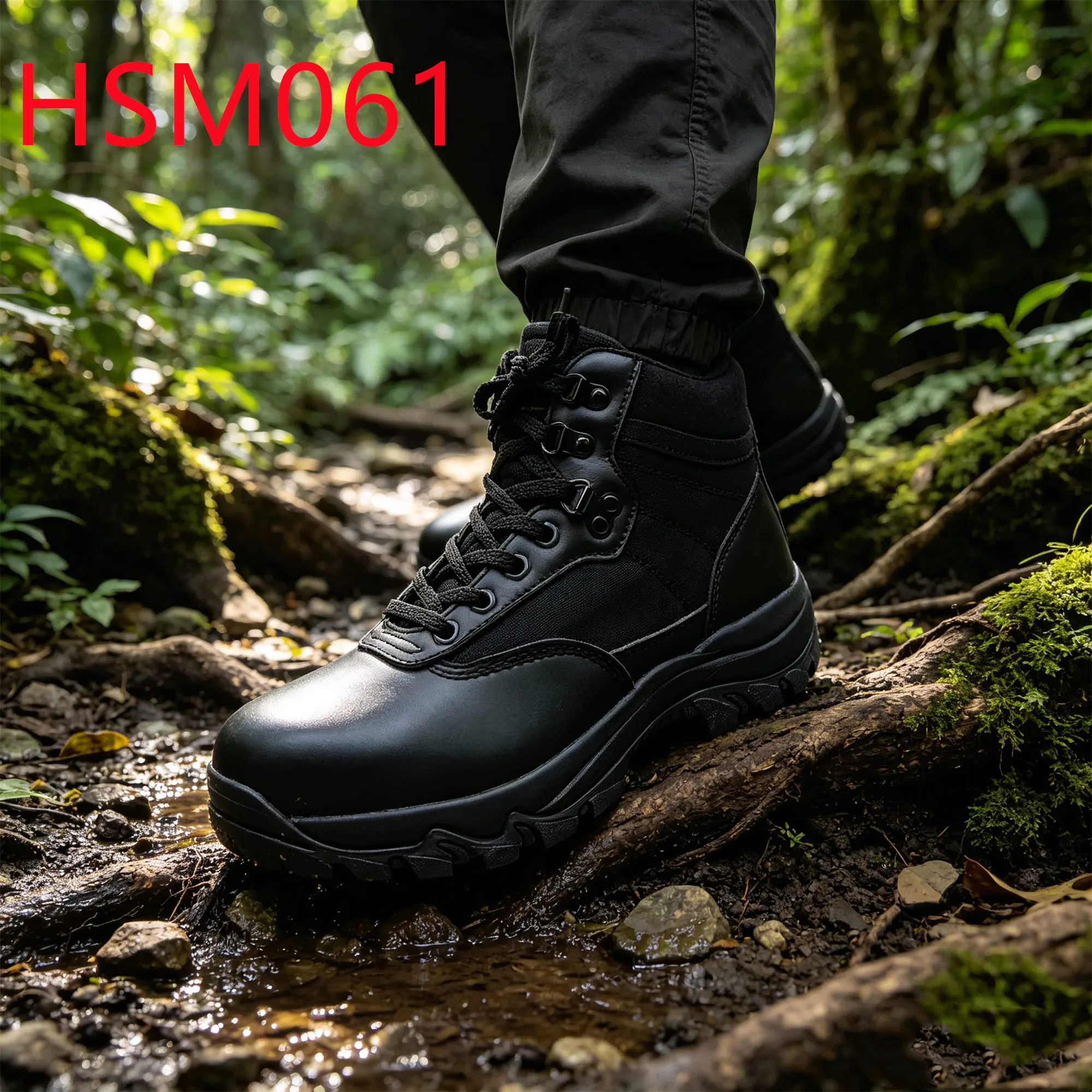 HY,UAE Popular Shock-proof EVA+Rubber Outsole 4 Inch Combat Boots Full Grain Leather Upper Unisex Black Tactical Boots HSM061