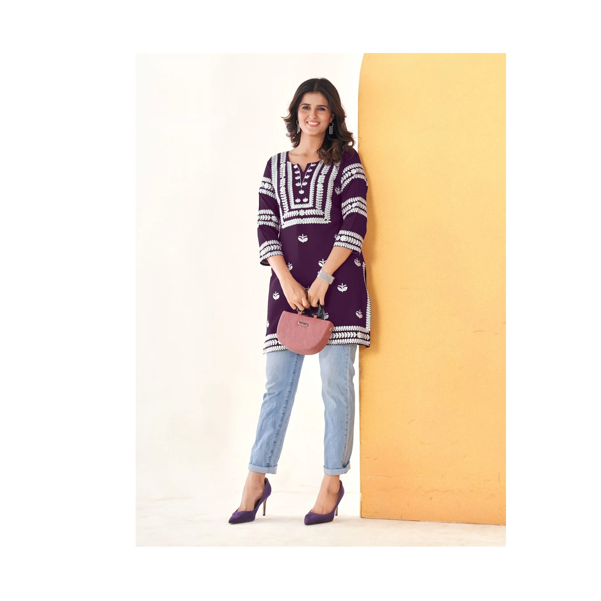 Attractive Design 14 kg Rayon Kurti and Jeans for Office and Regular Wear Ladies Kurtis Available at Wholesale Supplier