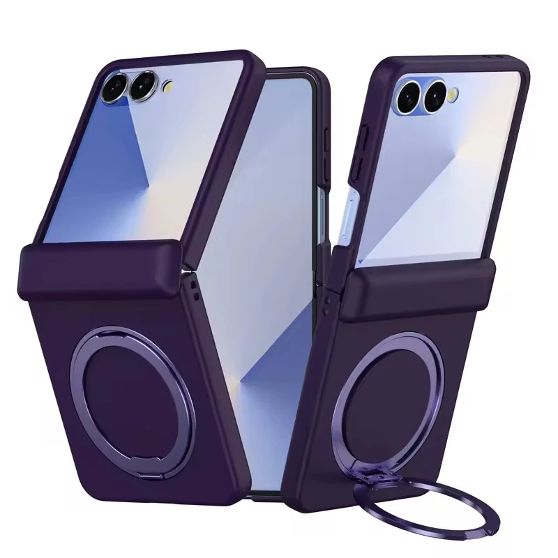 product matte sink feeling hinge protection 360 ring magnetic holder kicks stand shockproof pc cover for samsung z flip 7 phone case-4
