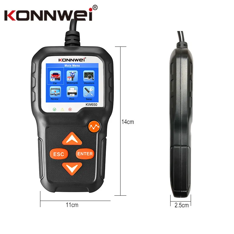 JIAWEIファクトリーKW650 Konnweiバッテリーテスター6v-12vオート