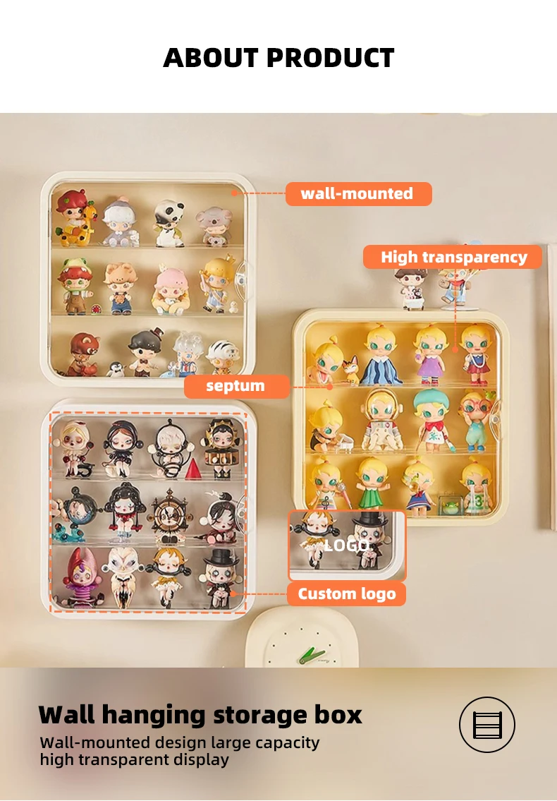 Wannuo Fashion Wall Mounted Blind Box Doll Display Box Dust Proof Wall Mounted Doll Display Doll Storage Box With Magnet manufacture