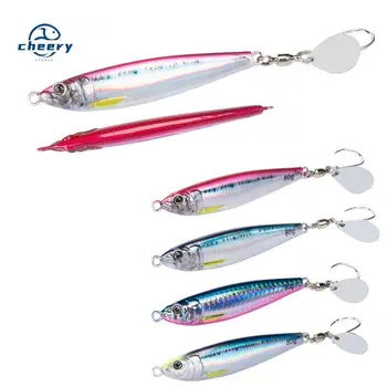 CHEERY 40g 60g 80g Saltwater Fishing Metal Jigging Bait Fast Sinking Jigbait Artificial Hard Metal Jig Lure with Hook – Metal Jig – view 2