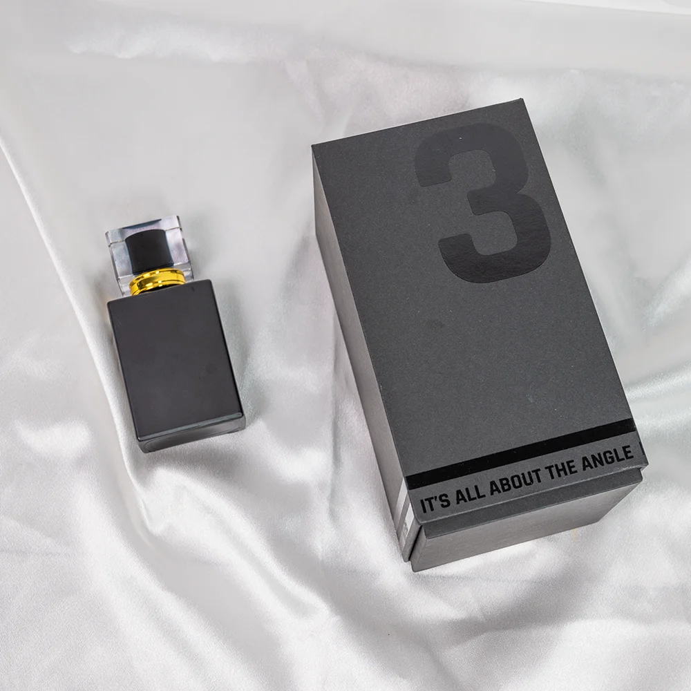 High Quality Biodegradable UV Printing Lamination Card Board Paper Gift Box Packaging Fit Bottle Black Perfume Box with Bottom