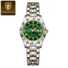 green dial silver gold strap