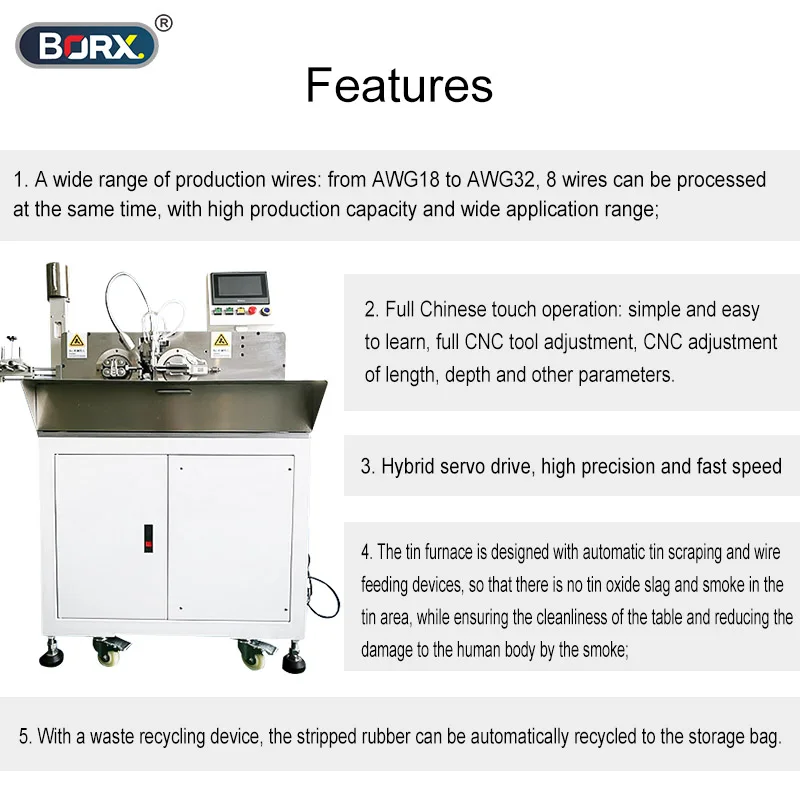 Fully Automatic Wire Dipping Machine Double Head Wire Stripping Cutting Twist Tin Dip Multi Functional Cable Processing Machine