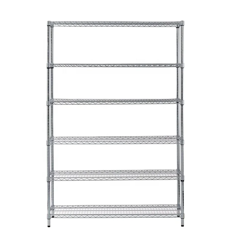 Modern Rack 6 Tiers Heavy Duty Iron Steel Metal Metro Office Garage NSF Wide Chrome Wire Shelving