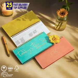 Factory Direct Horizontal 4.3x9.3inch Vegan Leather Gold Foiling Office Portable Custom Color Hardcover Desk Organizer Weekly