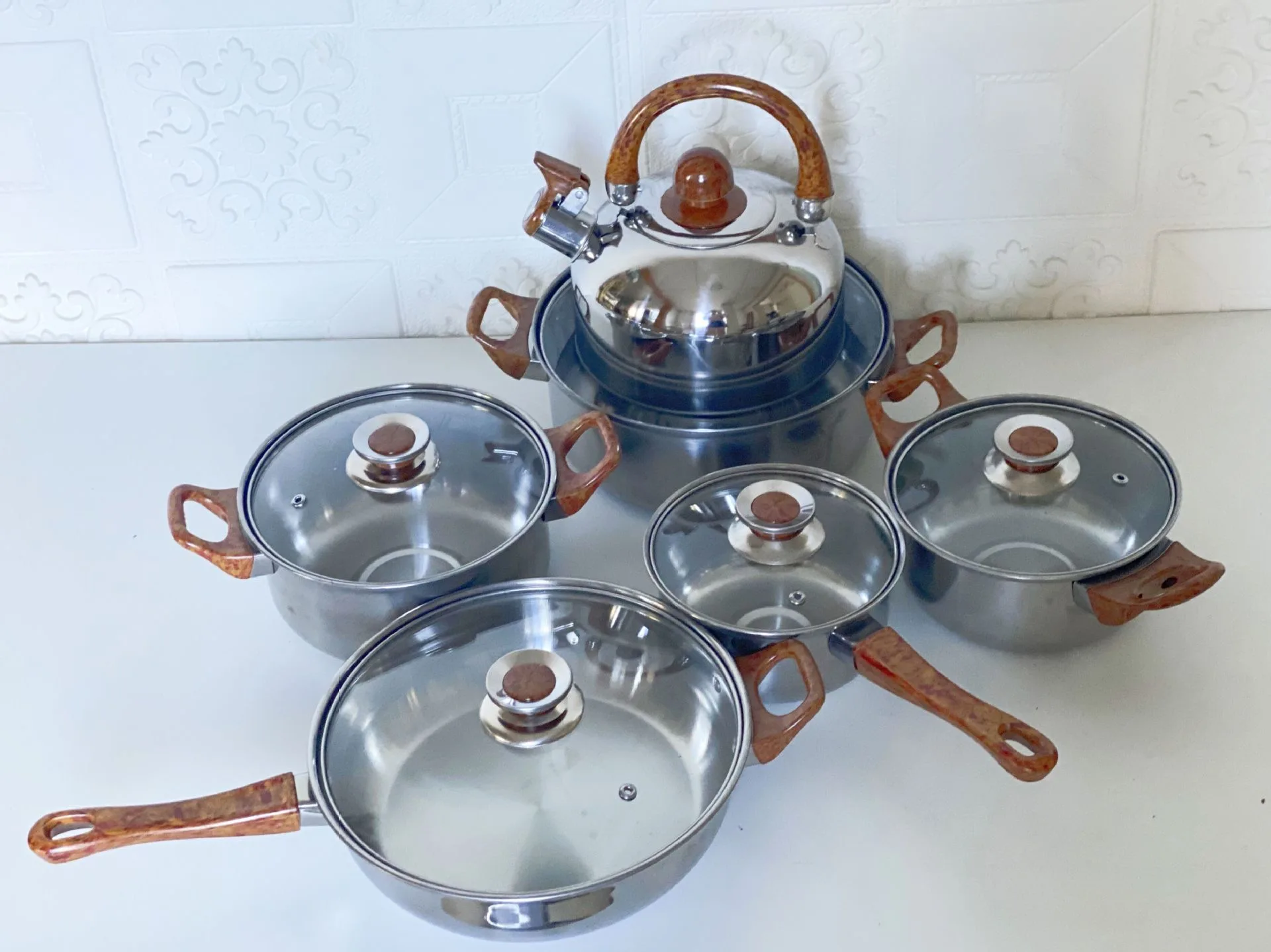 12pcs Cookware Set 5pcs Factory Direct Sales Kitchen Pots and Pans Stainless Steel Cooking Pot Set